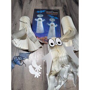 Vintage Halloween Party Hanging Ghost Decorations Set With Bat & Paper Ghosts